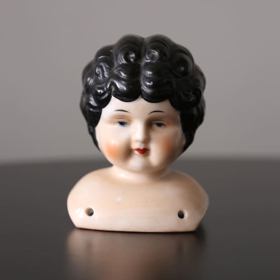 Vintage Porcelain Doll Head Girl / Woman Ceramic Doll Part Marked