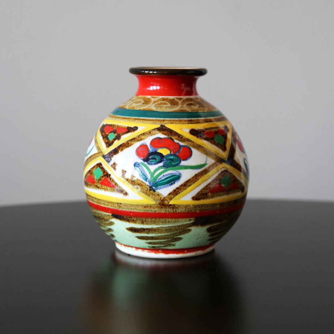 MCM Japanese Ogata Kenzan Style Vase Handpainted Kyoto Ware