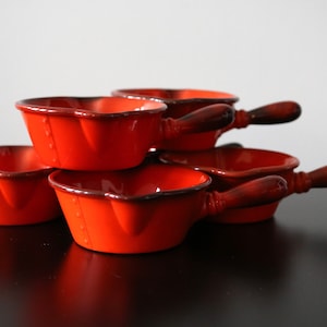 Metlox Poppytrail Red Rooster Handled Individual Soup / Serving Double Spout Bowl - Six Available