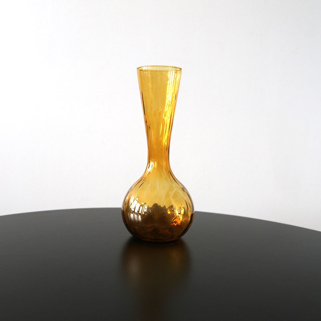 Vintage Empoli Murano Amber Vase Mid Century Modern Italian