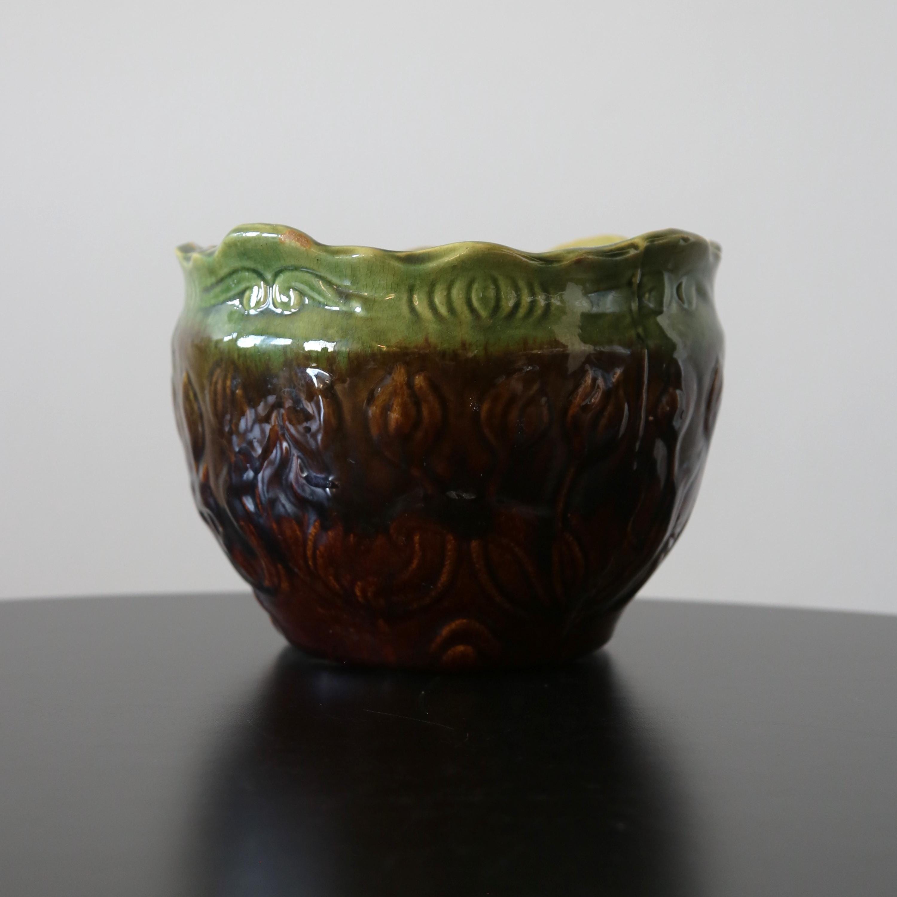Vintage Weller Majolica Jardiniere Heavy Antique Art Nouveau