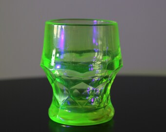 1930s Uranium Glasses by Anchor Hocking Georgian Light Design Vaseline Depression Footed Glass - Sold Separately