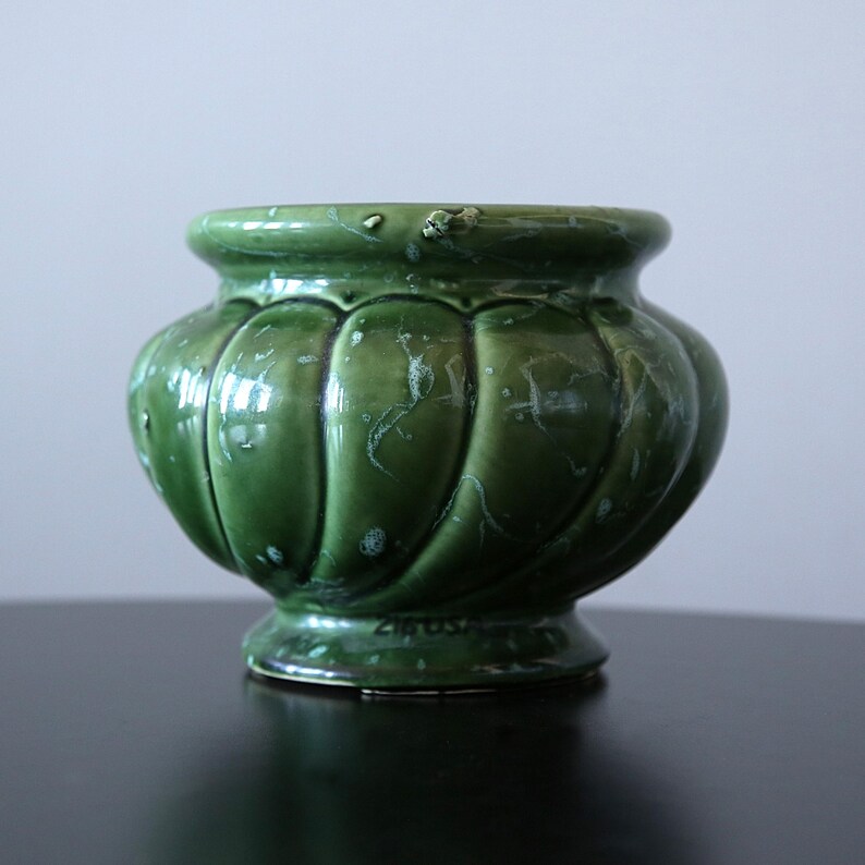 Splatterware Pot Vintage Splatterware Ceramic Planter Mid Century Footed Flower Pot USA ...