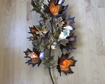 Curtis Jere' Signed Wall Art Handmade MCM Metal Decor 1970s Maple