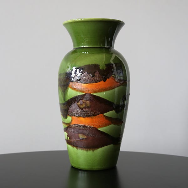 Royal Haeger Earth Wrap Vase 12" Mid Century Modern Drip Glaze Lava Ceramics