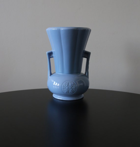 Vintage Mid-Century Abingdon French Blue Double Vase Vintage Mid-Century Abingdon French Blue Double Vase