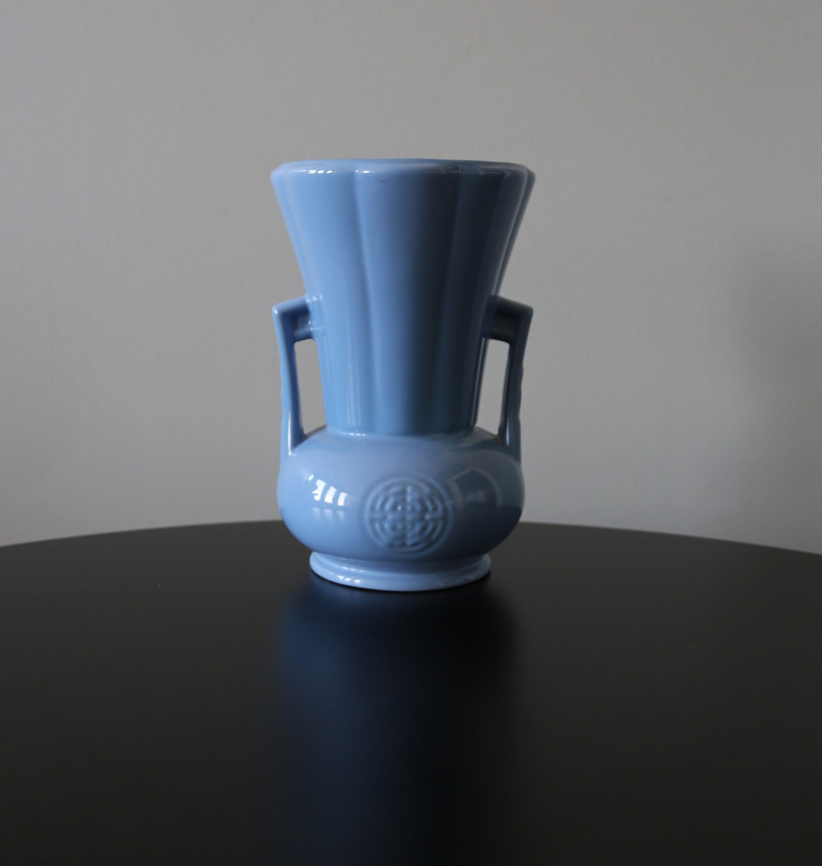 Vintage Mid-Century Abingdon French Blue Double Vase Vintage Mid-Century Abingdon French Blue Double Vase