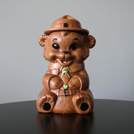 Vintage Twin Winton Smokey the Bear Cookie Jar Ranger Canister