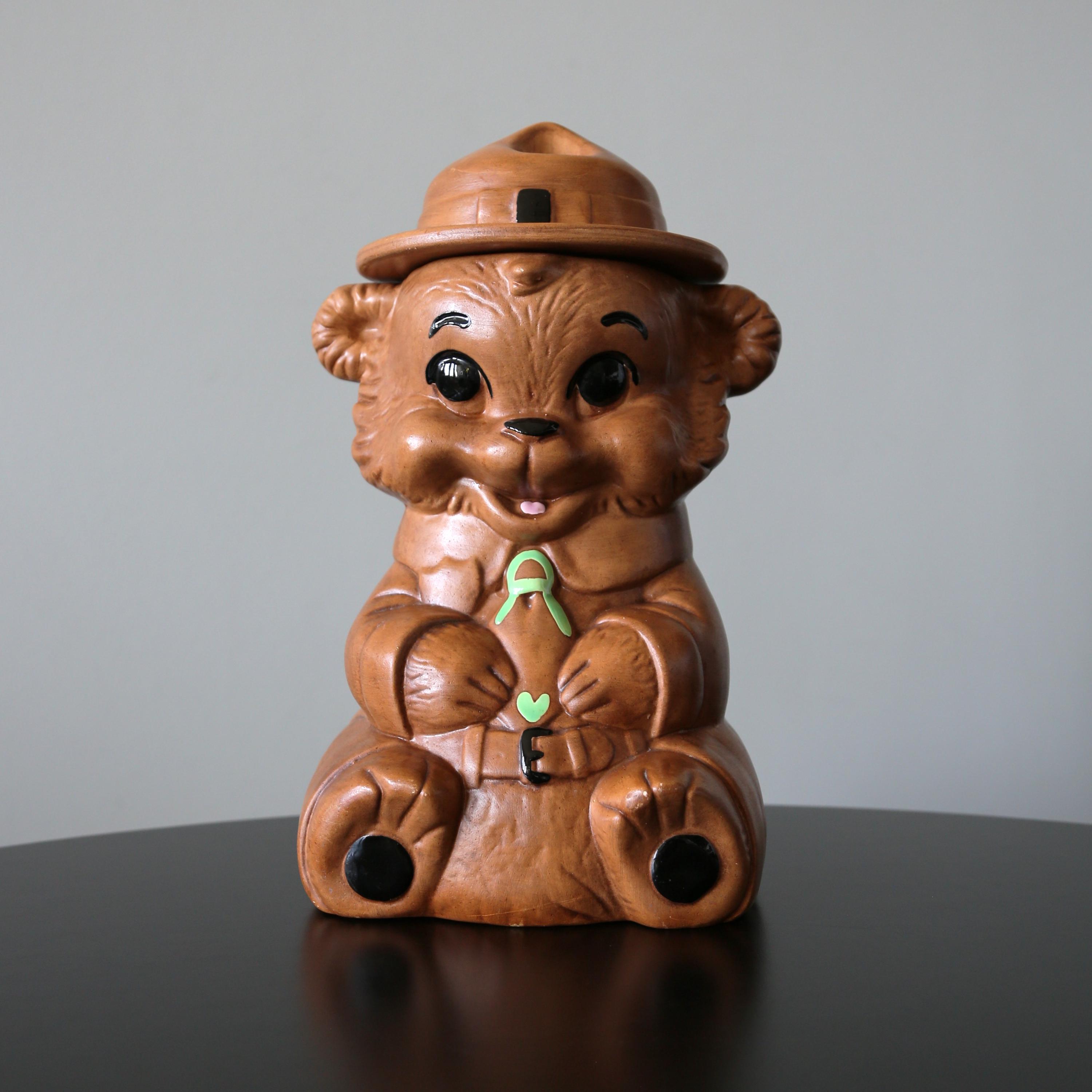 Vintage Twin Winton Smokey the Bear Cookie Jar Ranger Canister