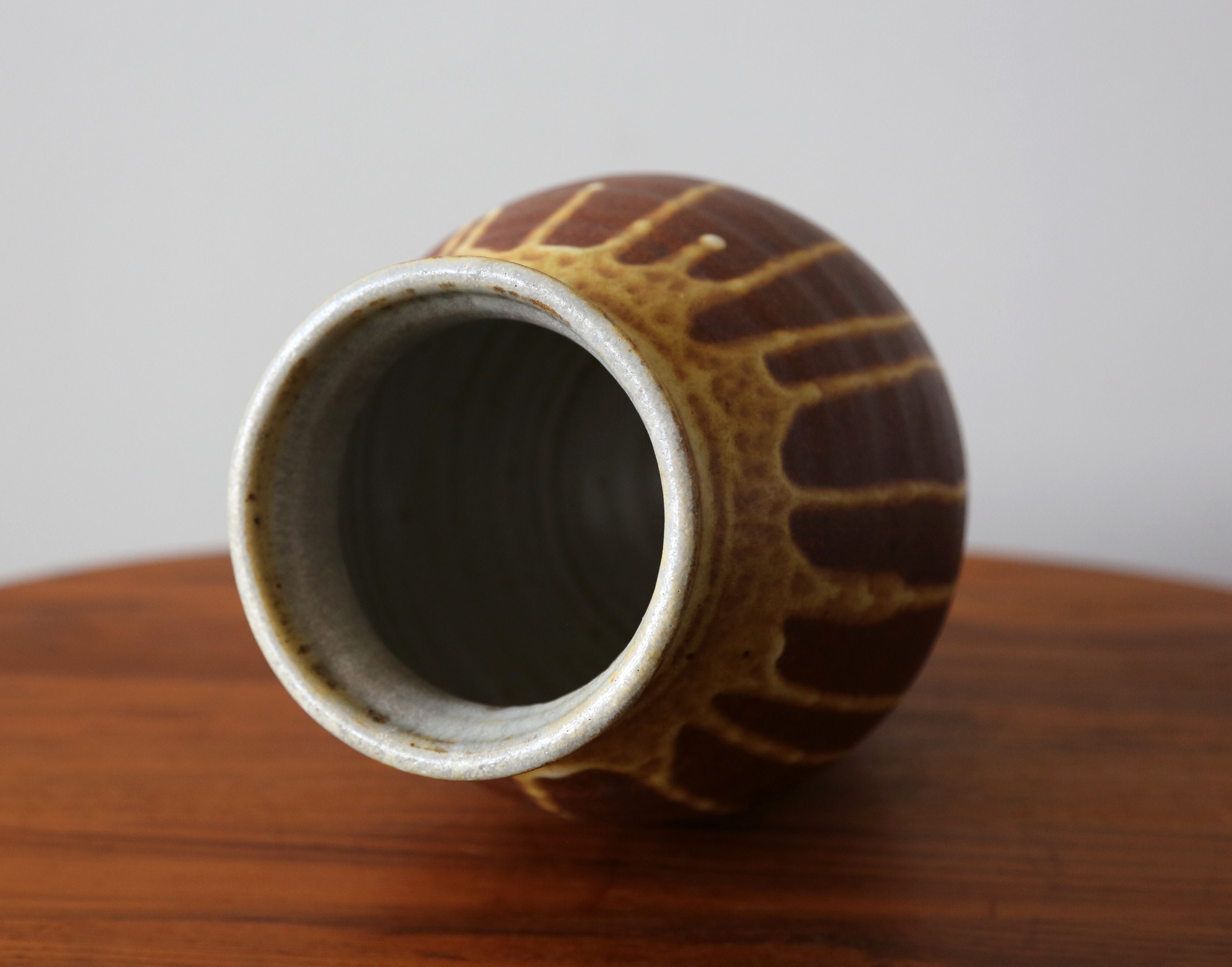 Vintage Studio Pottery Drip Glaze Stoneware Vase Handmade Mid Century ...