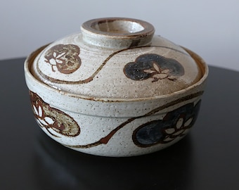 Cacerola MCM Otagiri de 2 cuartos de galón, vintage, de cerámica, con tapa y vaporera, Japón, década de 1970