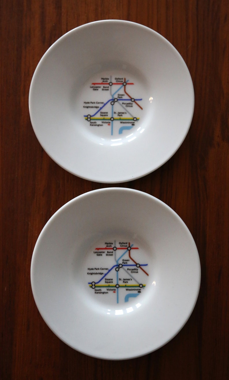 Pair London Underground Map Demitasse Espresso Cups Saucers Etsy