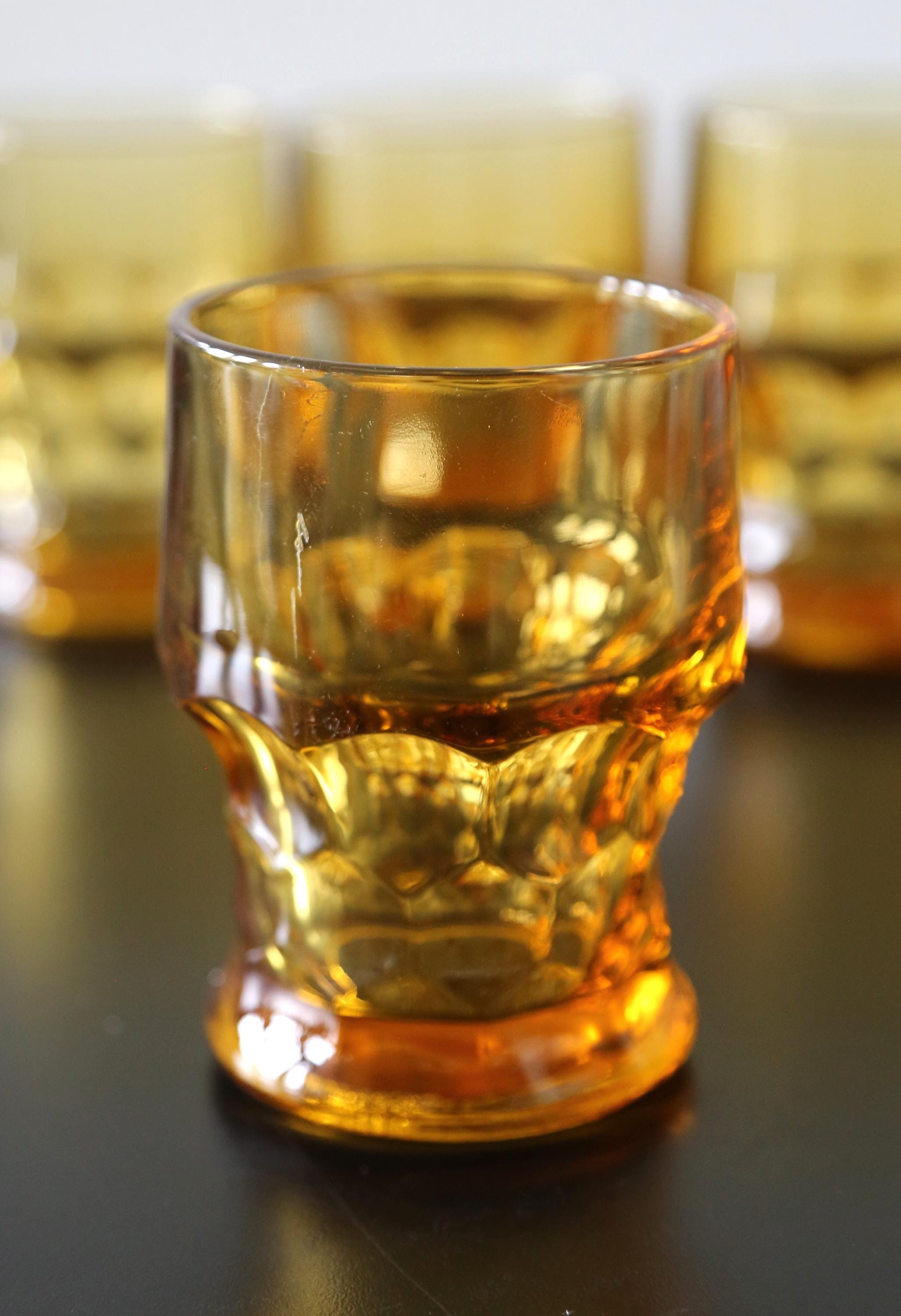 Set of 5 Anchor Hocking Georgian Amber Whiskey Glasses, Mid