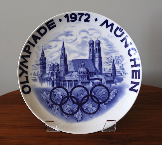 1972 Munich Olympics Plate Olympiade München Porcelain Souvenir