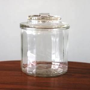 Vintage / Antique Clear Glass Tobacco Jar Cigar Humidor Factory 368 Wisconsin 2nc District Canister