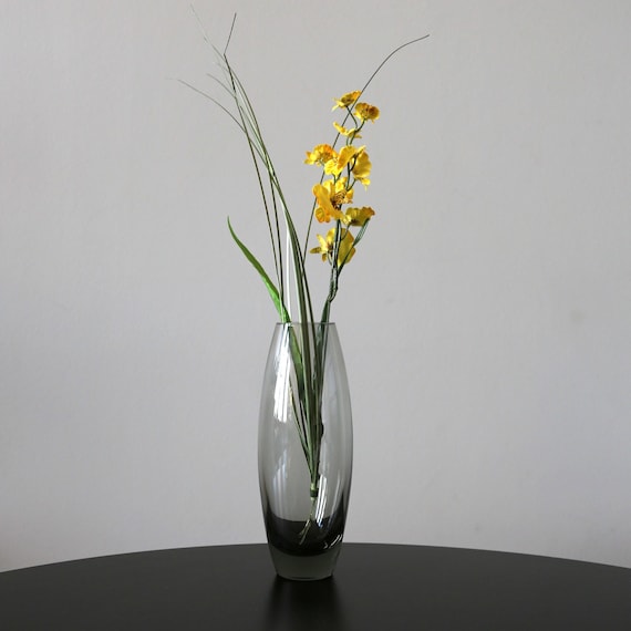 Holmegaard Hellas Vase: Signed Smoke Grey Glass, Mid Century Modern…