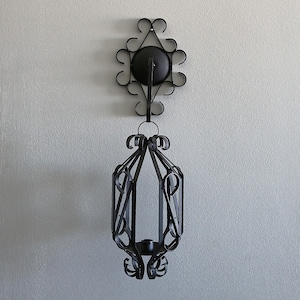Wrought Iron Wall Sconce Candleholder Metal Candelabra Mid Century Modern Gothic Design