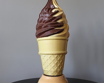 Cono de helado extragrande vintage iluminado + expositor giratorio para mostrador de tienda de helado suave