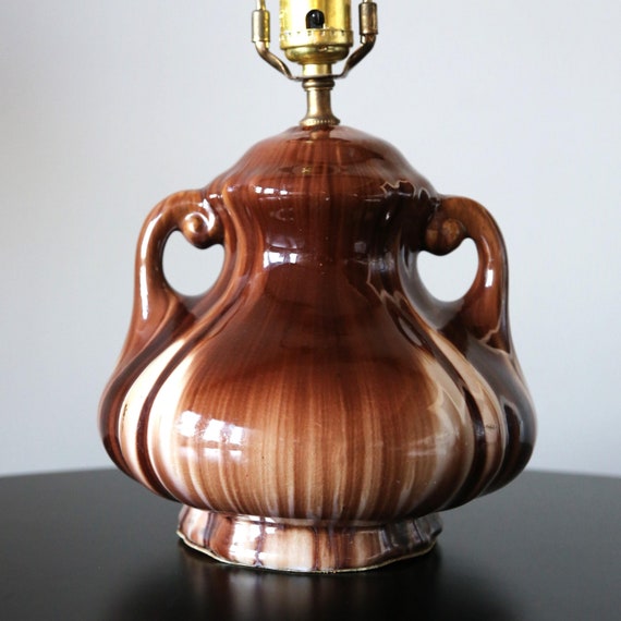 Vintage Drip Glaze Table Lamp 1940s Art Deco Ceramic Lamp Brush McCoy Onyx