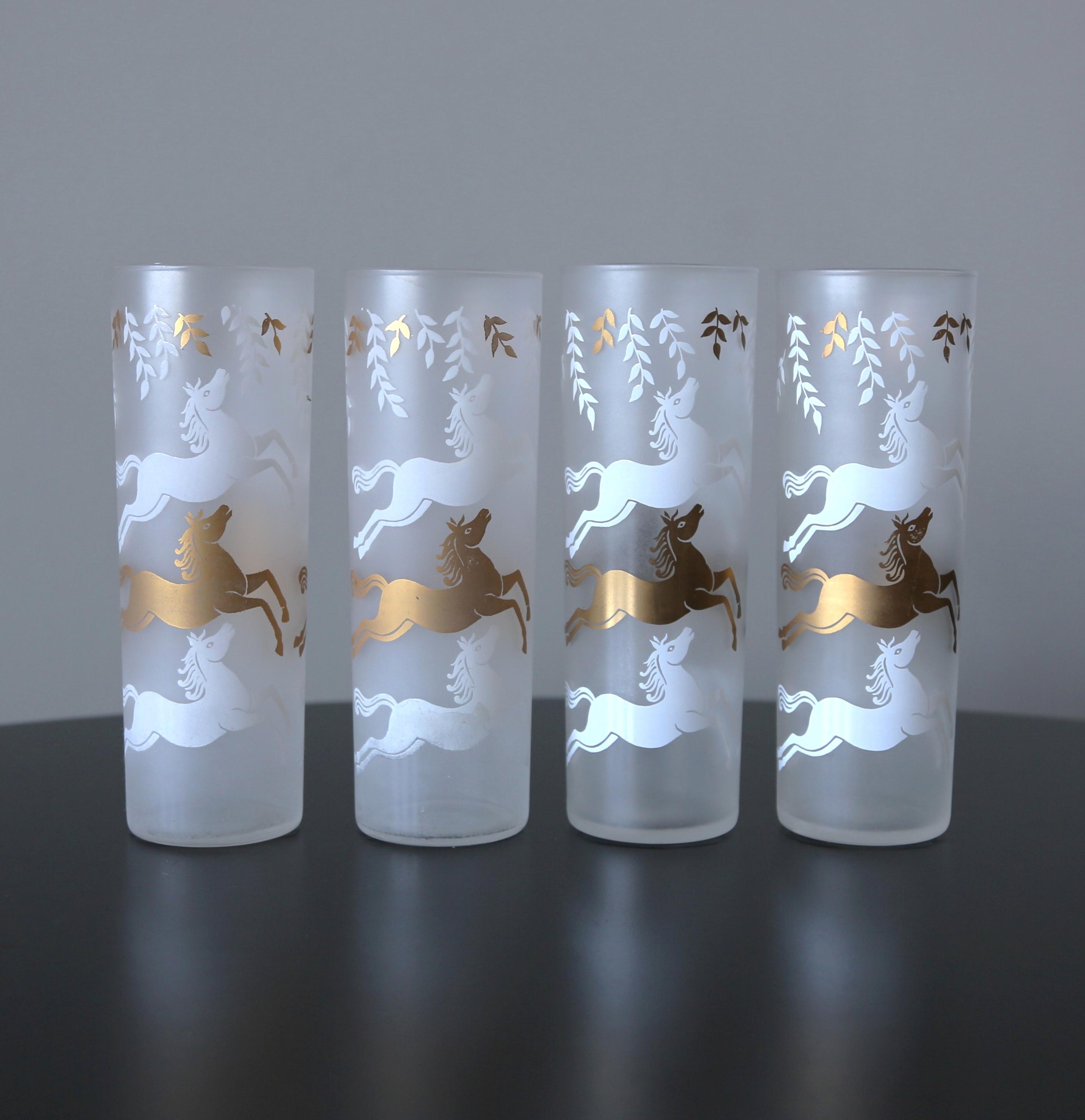 Set 4 Libbey Cavalcade Tumblers Horse Theme Tom Collins Glasses - Etsy