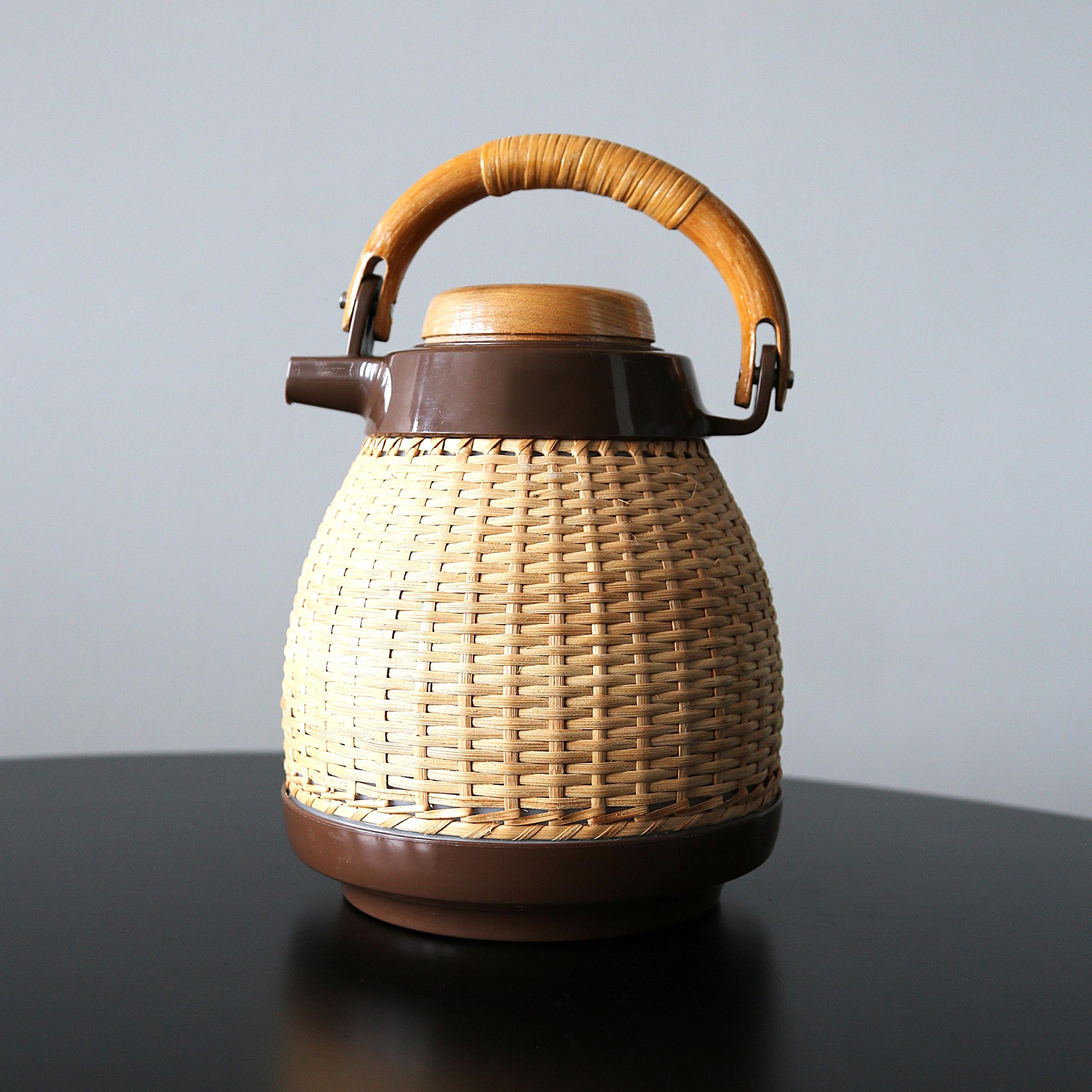 Vintage Zojirushi Rattan Thermal Carafe Japanese Insulated