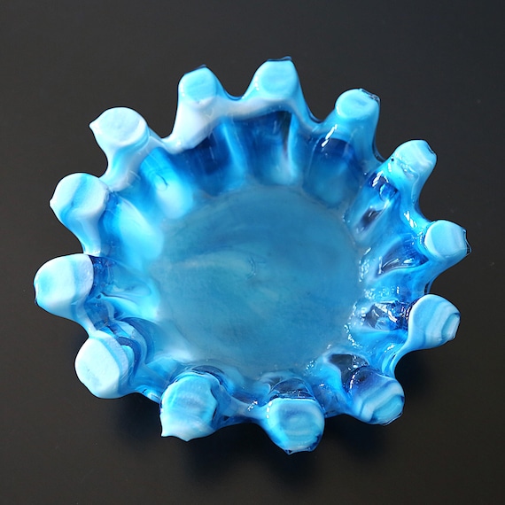 Vintage Slag Glass Trinket Dish Heavy Handmade Ashtray