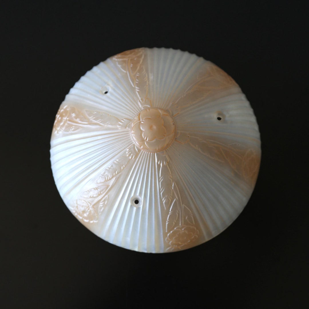 Art Deco Embossed Glass Ceiling Light Shade - Mid Century Modern ...