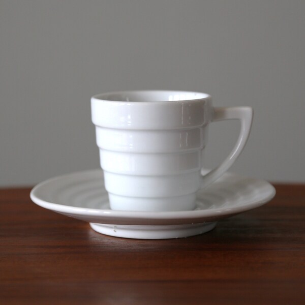 Frank Lloyd Wright Guggenheim Espresso Cup + Saucer Mid Century Modern Ceramic Demitasse FLW Krups Architecture + Design