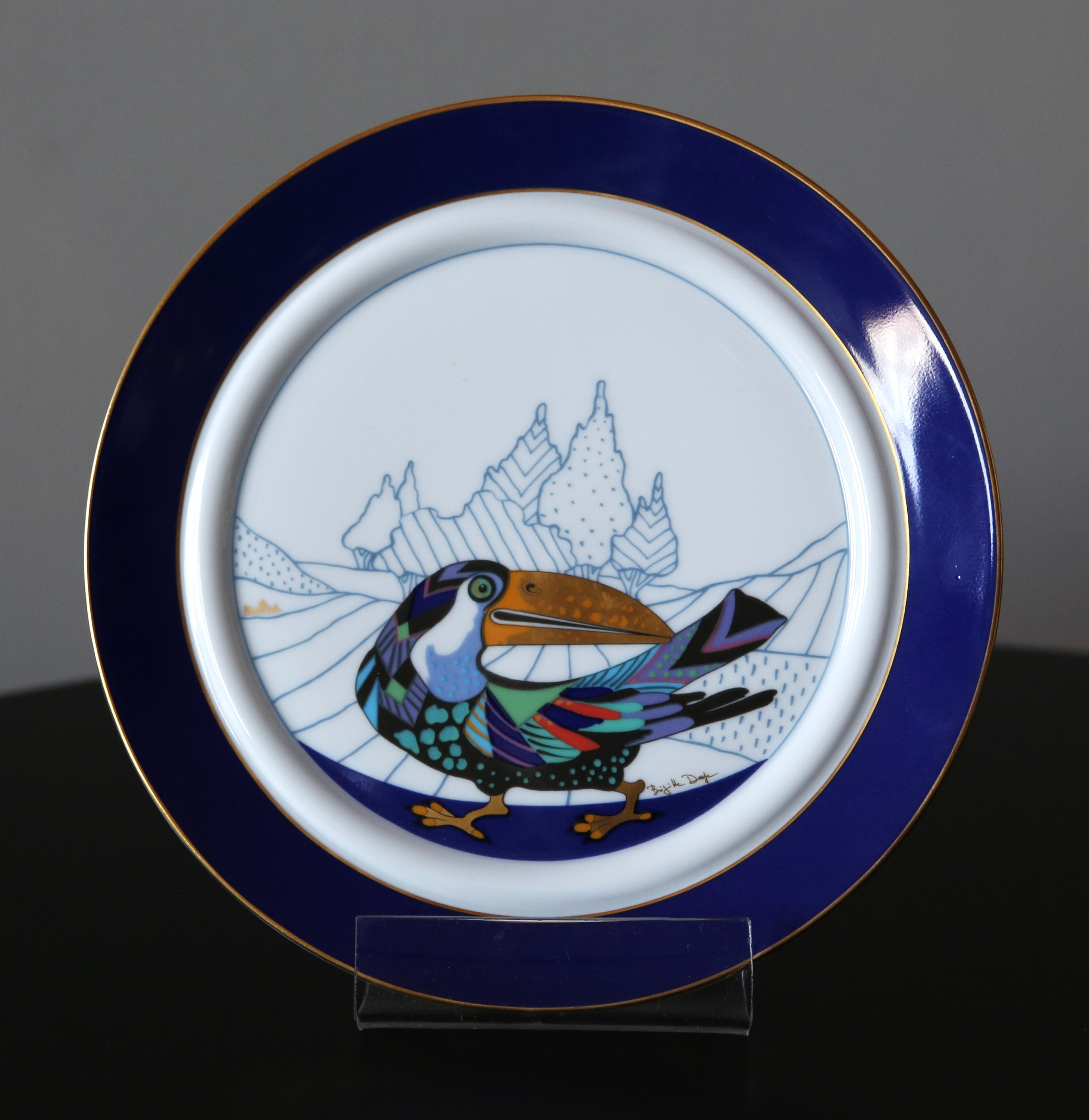 Rosenthal 陶器容器 鳥の絵柄 18　スタジオライン Rosenthal Studio Line Fauna Fantastica Porcelain Plate Brigitte