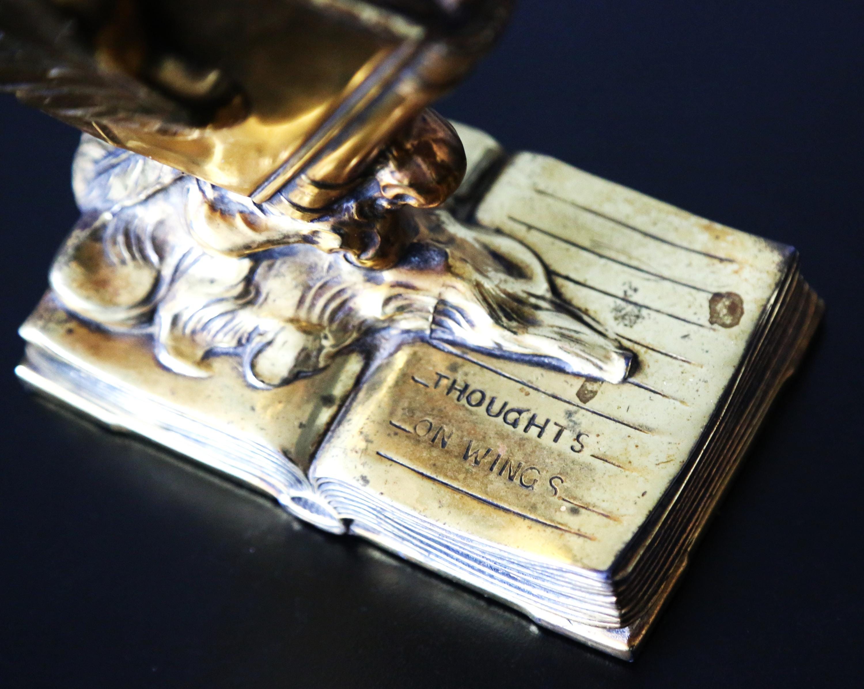 希少　真鍮製 鶴のブックエンド 2個セット アンティーク ジェニングス ブラザーズ 真鍮仕上げ ウィングド ブック