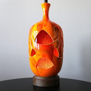 1970s Rare Honi Chilo Drip Glaze Table Lamp with Interior Light Mid Century Lighting