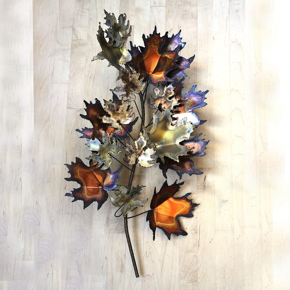 Curtis Jere' Signed Wall Art Handmade MCM Metal Decor 1970s Maple