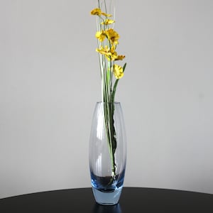 Holmegaard Hellas Akva Vase: Signed Ice Blue Glass, Danish Mid Century Modern
