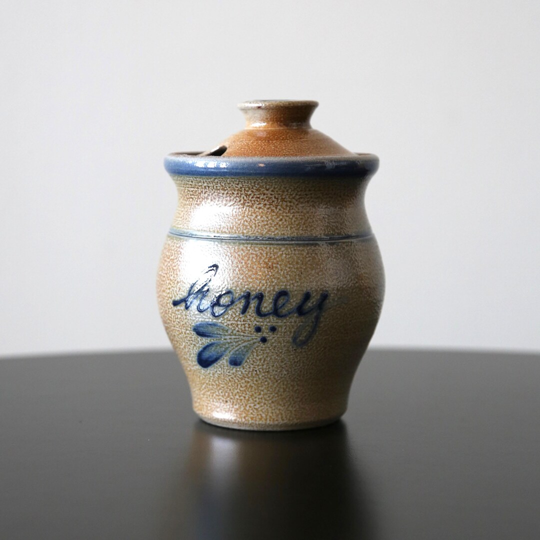 ROWE POTTERY ソルト・ガレイズド陶器製シュガーポット U.S.A.製 Vintage Rowe Pottery Works Honey Pot Salt Glaze Stoneware