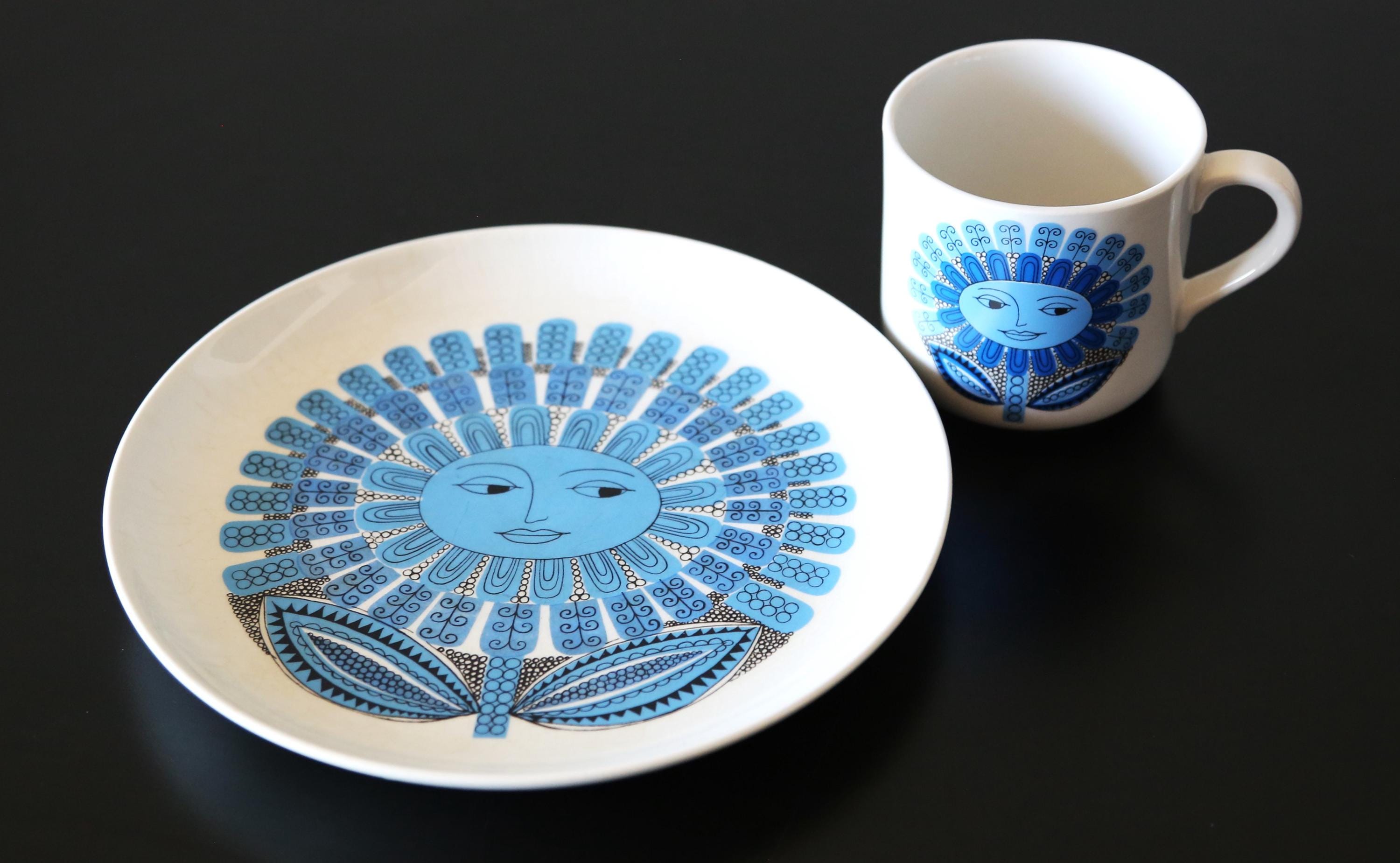 Arabia Finland Daisy Cup + Plate Porcelain Breakfast Set