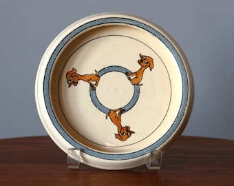 Early Roseville Child's Dish / Bowl with Three Dog Design 1920s