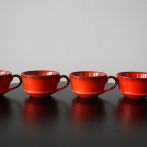 Metlox Poppytrail Red Rooster Set 4 Tea Cups with flaws