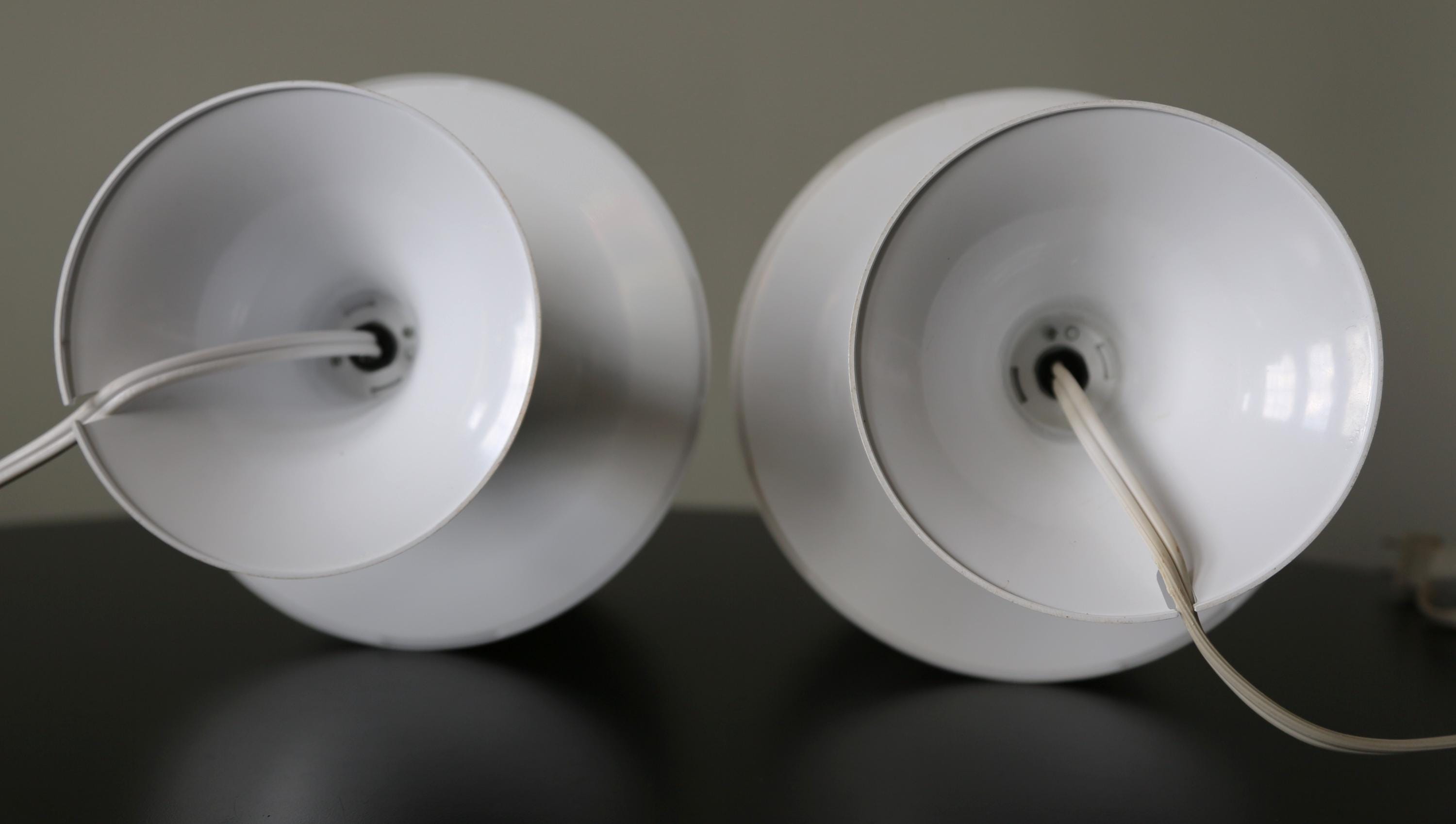 Pair Space Age Table Lamps Vintage White Plastic Mid Century