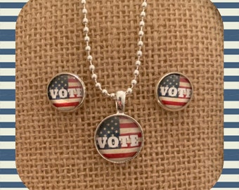 Get out the VOTE jewelry!  Your choice of earrings or necklace!