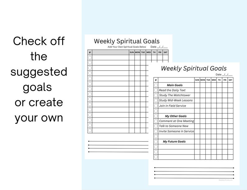Check Off Goals JW Spiritual Goals Check List - Etsy