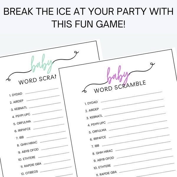 Party Game! Baby Shower Word Scramble!