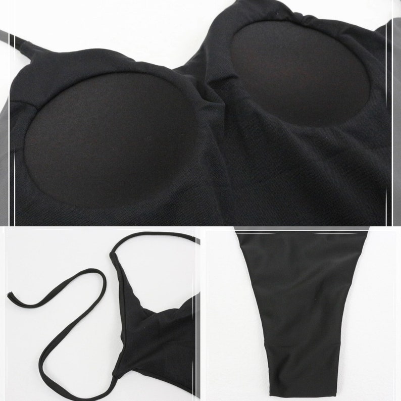 Sexy One Piece Thong Swimsuit Adjustable Back Tie High Leg Etsy