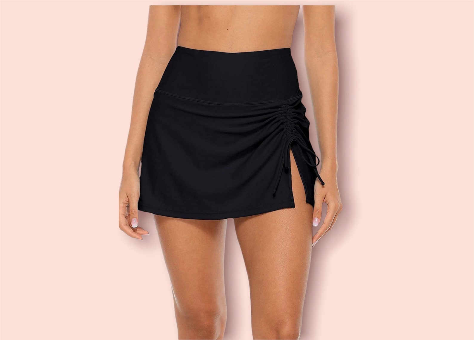 High Waisted Swim Skirt With Adjustable Side Ruching Slit - Etsy