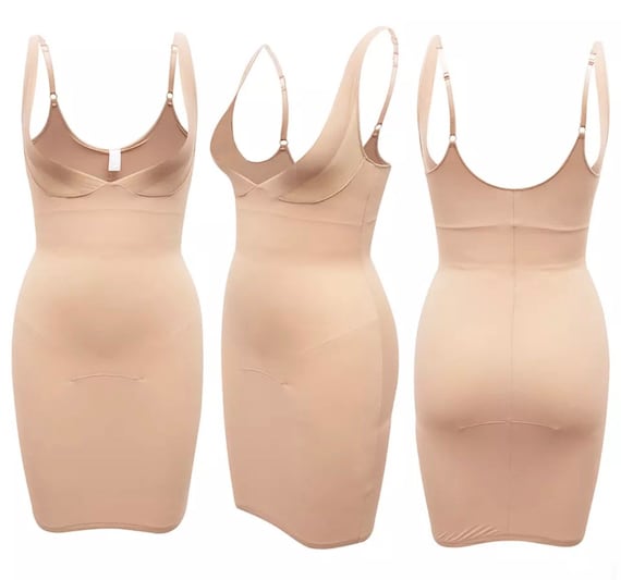 Women Shape Wear Open-bust Full Slip Dress Tummy Control Shaper 