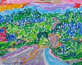 Winding Road: Original oil pastel on paper