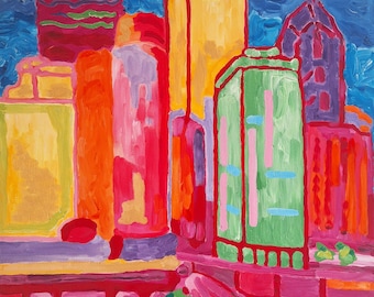 Chicago City View--Original oil on canvas Chicago cityscape