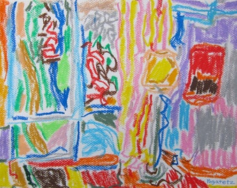Milwaukee Window: Original oil pastel on paper