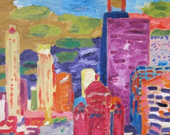 North Michigan Avenue: Original oil on canvas Chicago cityscape
