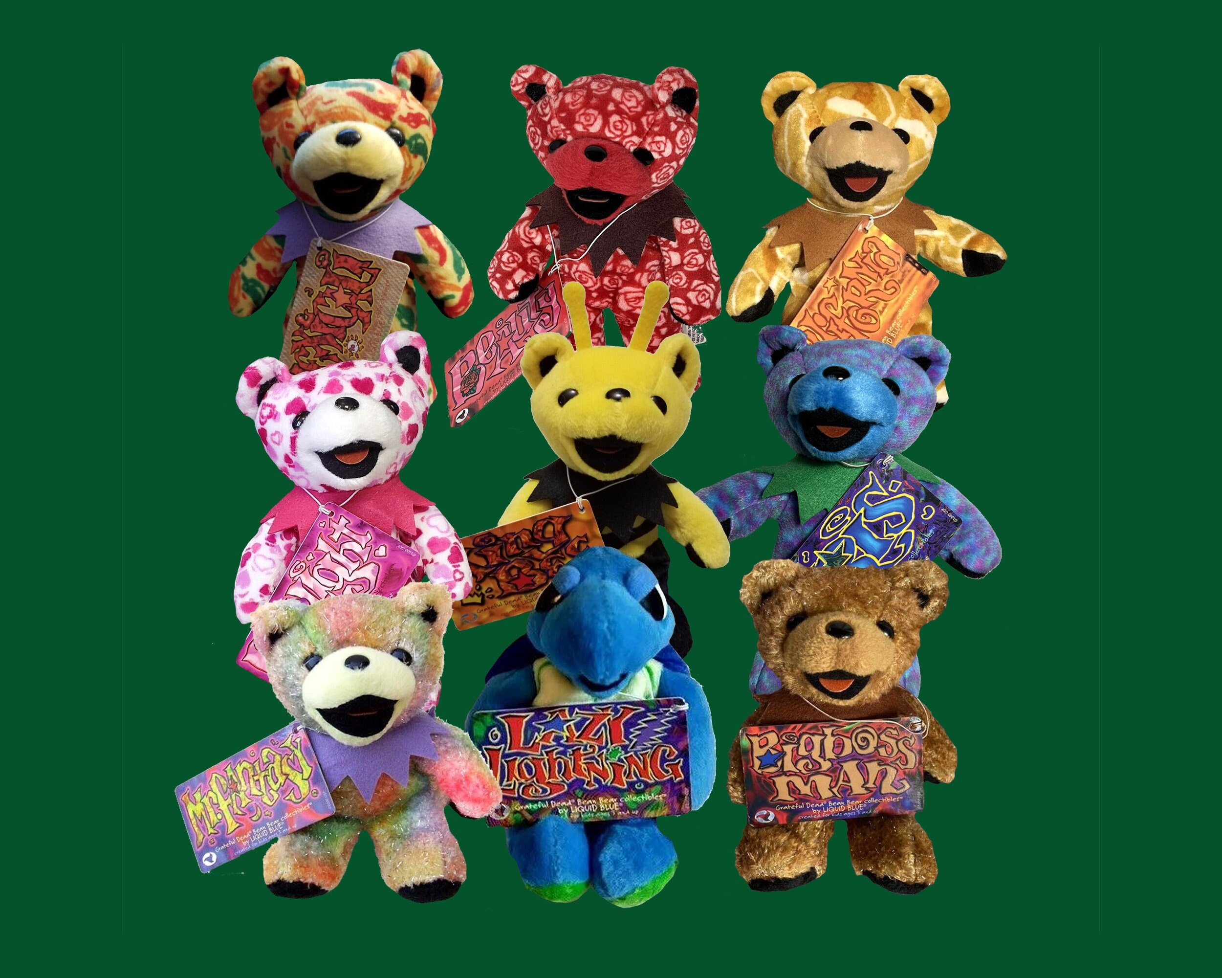 Vintage Series 6 Grateful Dead 7-inch Bears by Liquid Blue