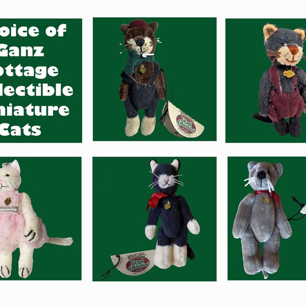 Your choice of Ganz Cottage Collectible Miniatures Cats with COA, Stand and Bag